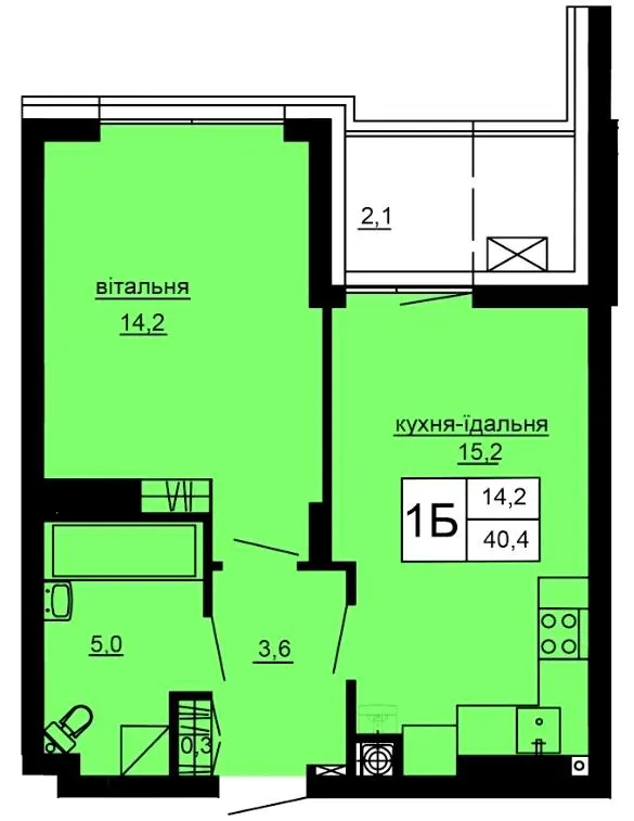 ЖК Варшавський deluxe — 40.4 м²