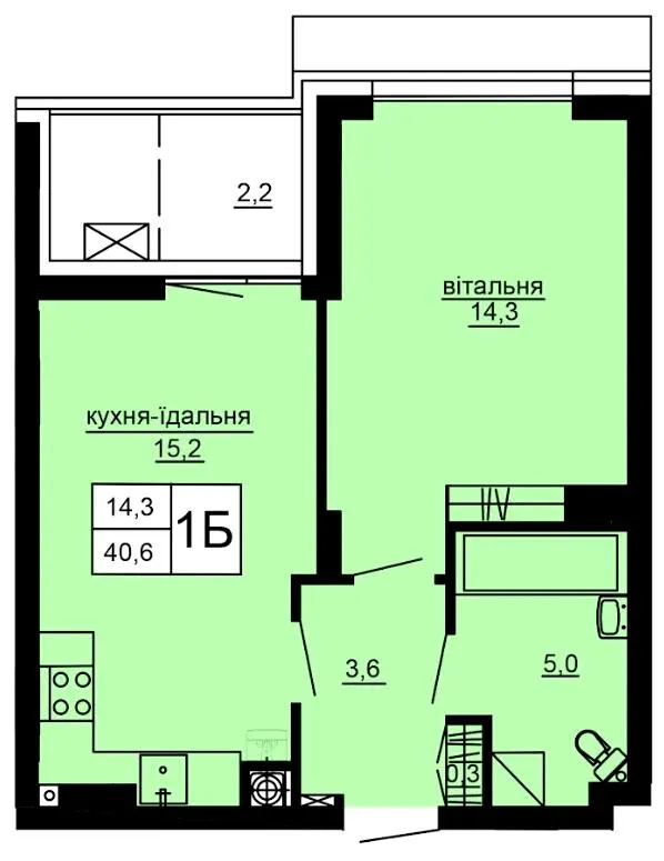 ЖК Варшавський deluxe — 40.6 м²