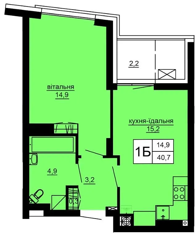 ЖК Варшавський deluxe — 40.7 м²