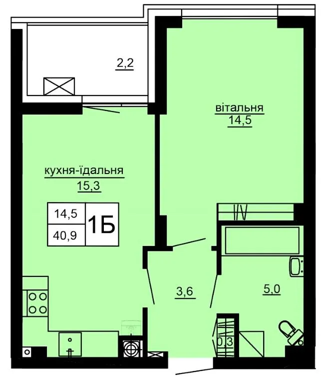 ЖК Варшавський deluxe — 40.9 м²