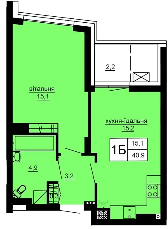 ЖК Варшавський deluxe — 40.9 м²