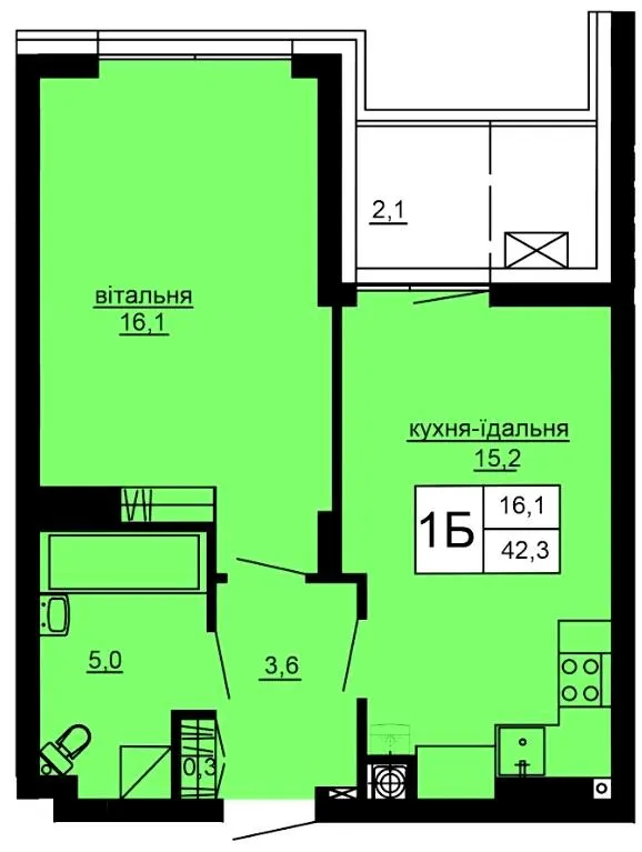 ЖК Варшавський deluxe — 42.3 м²