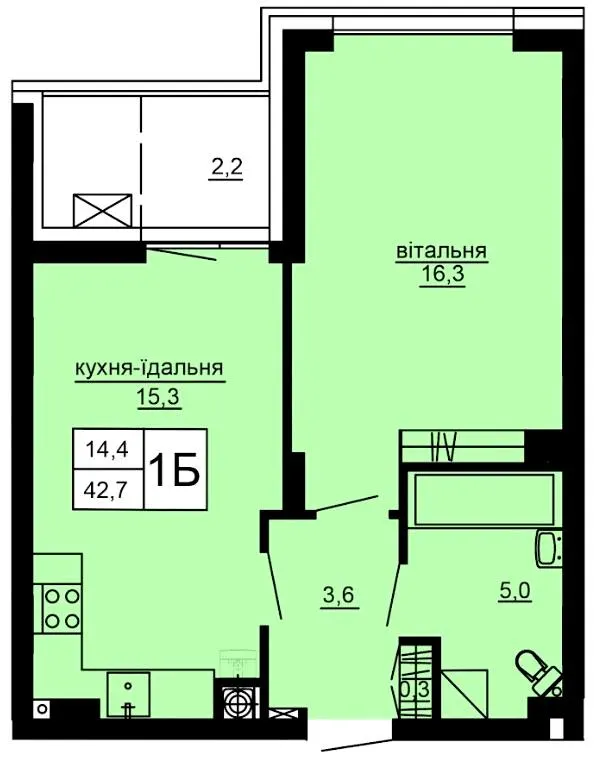 ЖК Варшавський deluxe — 42.7 м²
