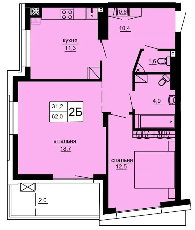 ЖК Варшавський deluxe — 62 м²