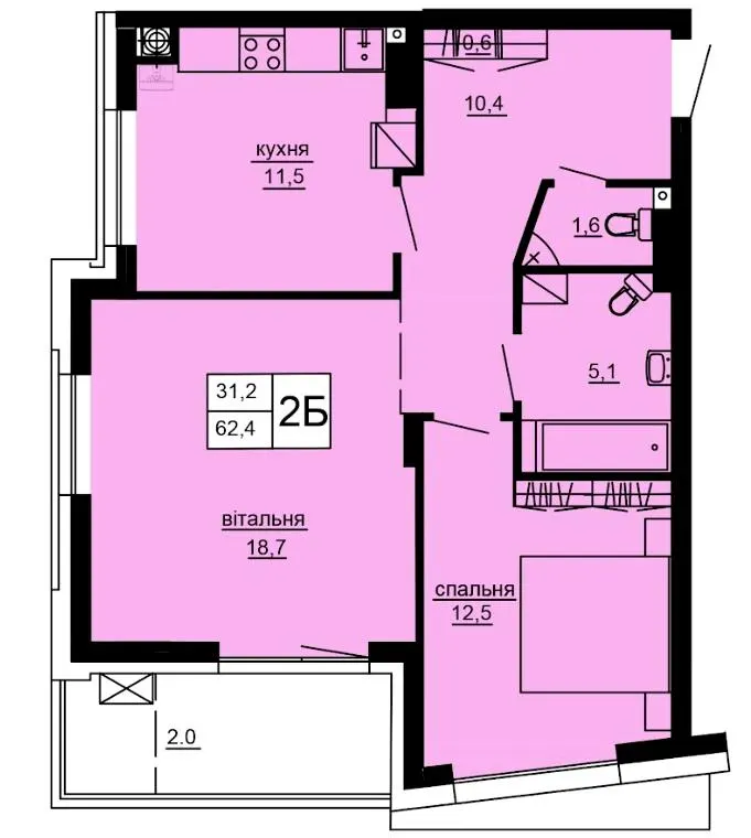 ЖК Варшавський deluxe — 62.4 м²
