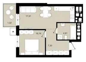 ЖК Садова Алея — 41.5 м²