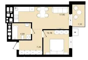 ЖК Садова Алея — 41.7 м²