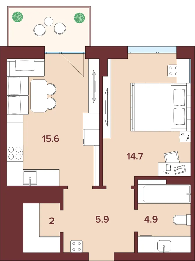 ЖК Кориця — 44.5 м²