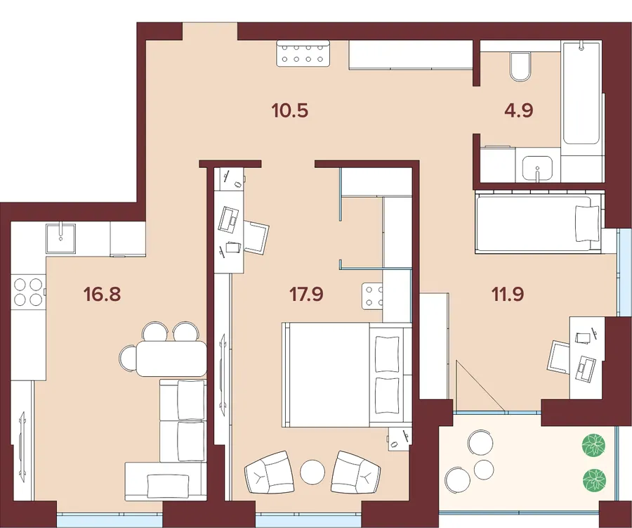 ЖК Кориця — 63.4 м²