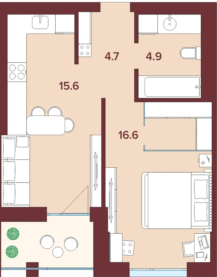 ЖК Кориця — 43.9 м²