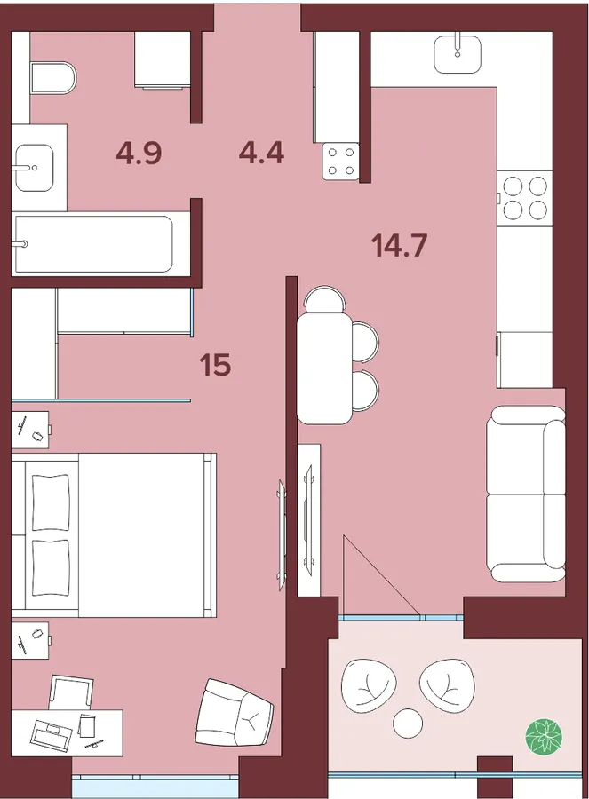 ЖК Кориця — 40.9 м²
