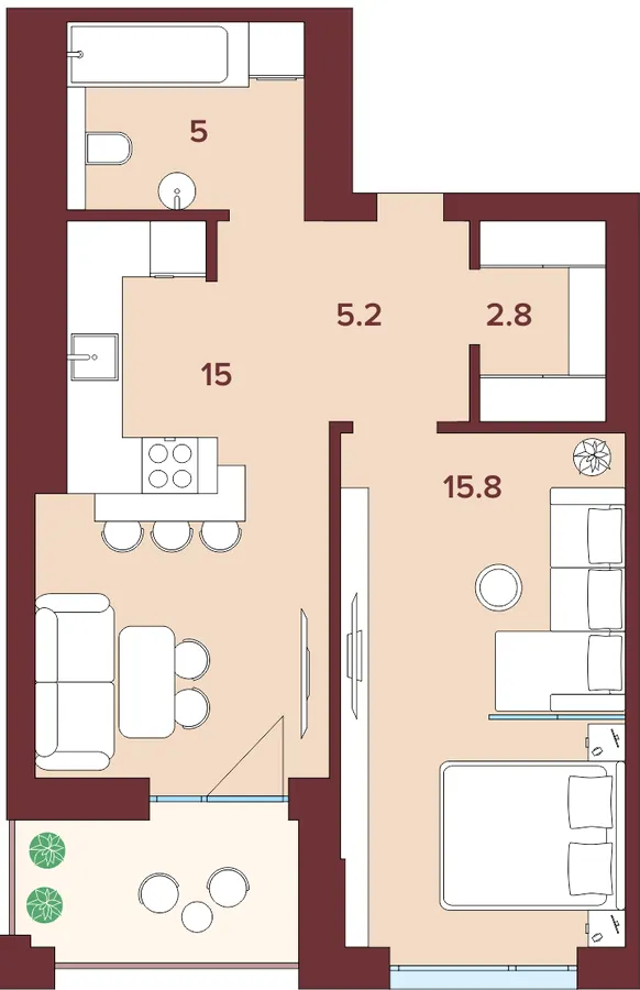 ЖК Кориця — 46.3 м²