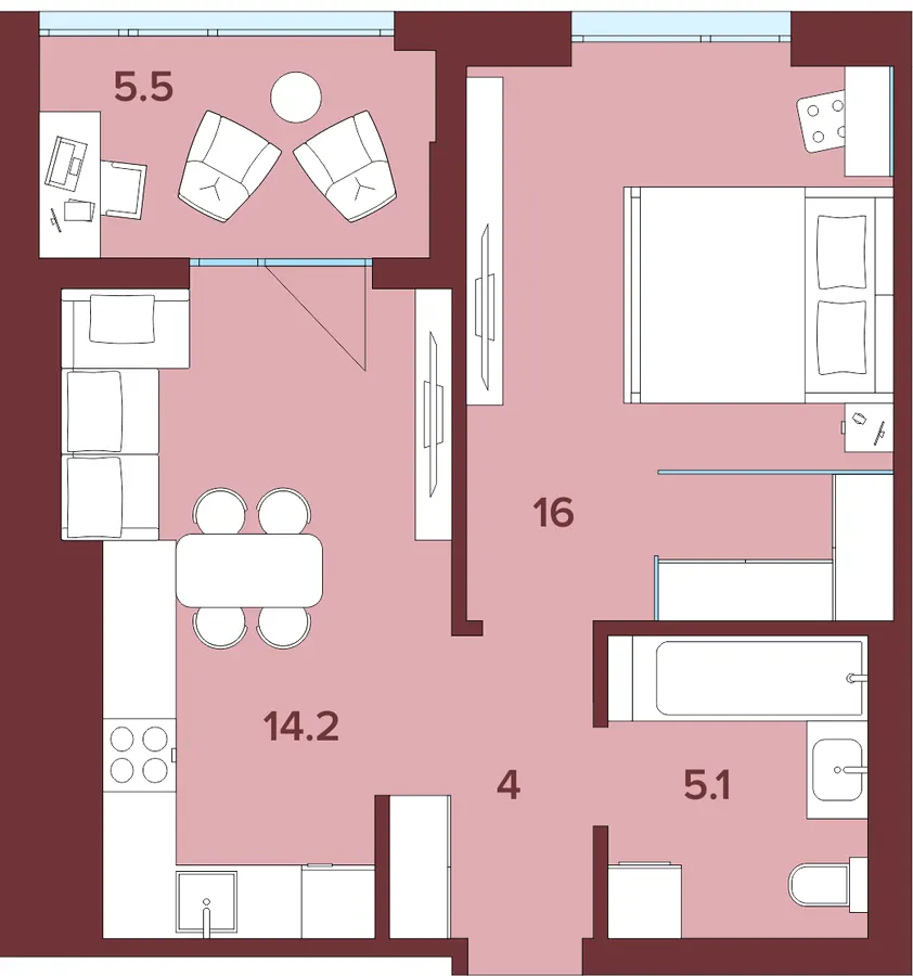 ЖК Кориця — 44.8 м²