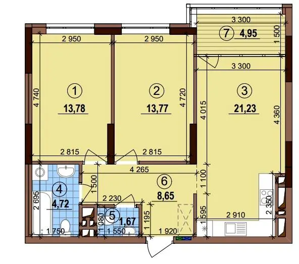 ЖК Варшавський-3 — 68.8 м²