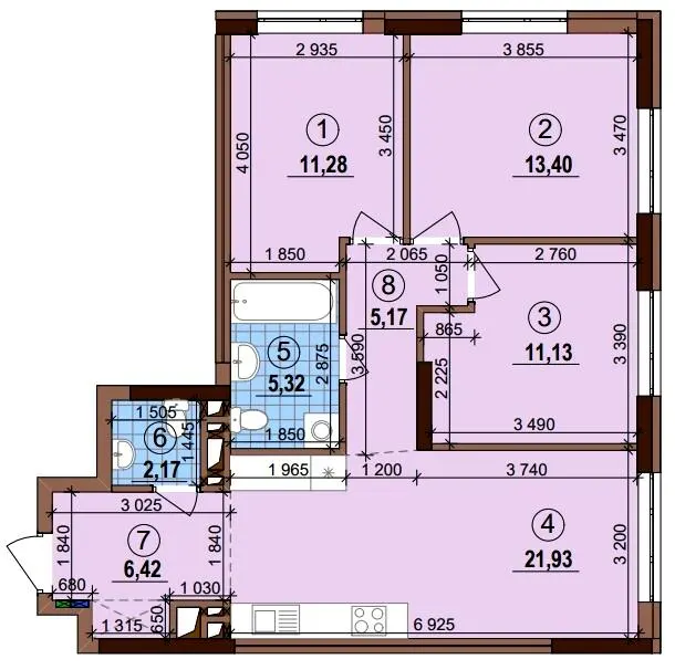 ЖК Варшавський-3 — 76.8 м²