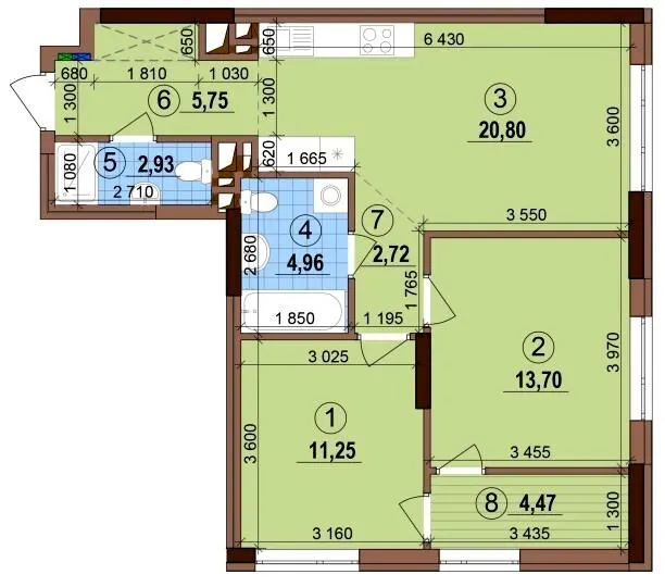 ЖК Варшавський-3 — 66.6 м²