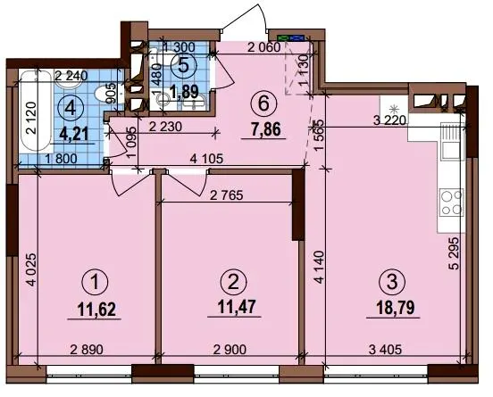 ЖК Варшавський-3 — 55.8 м²