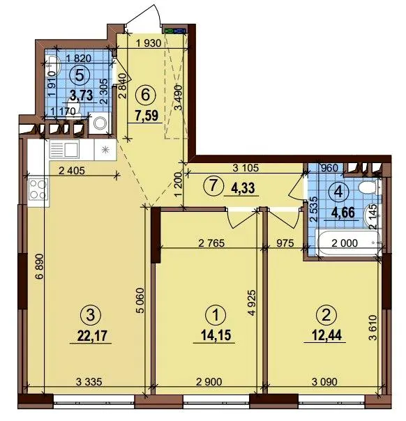 ЖК Варшавський-3 — 69.1 м²