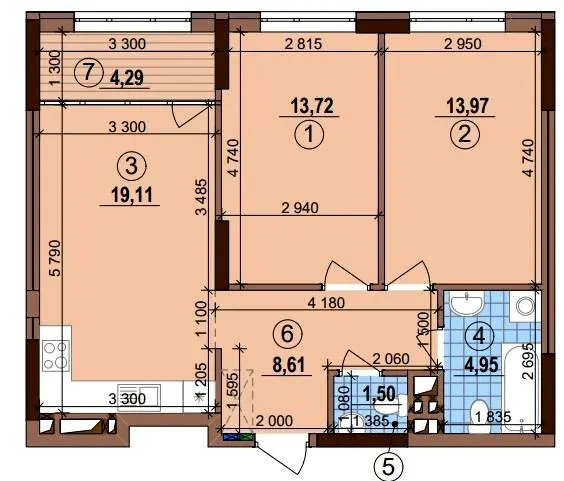 ЖК Варшавський-3 — 66.2 м²