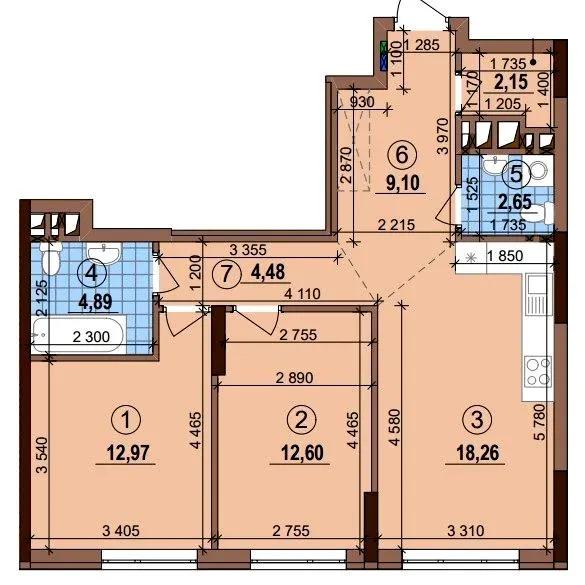 ЖК Варшавський-3 — 67.1 м²