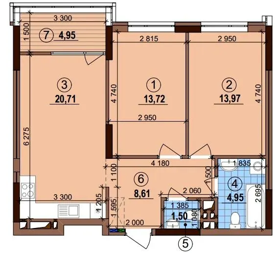 ЖК Варшавський-3 — 68.4 м²