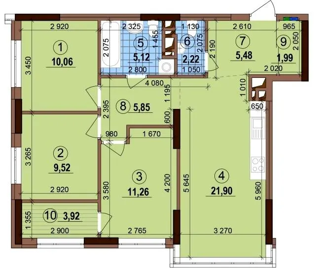 ЖК Варшавський-3 — 76.8 м²