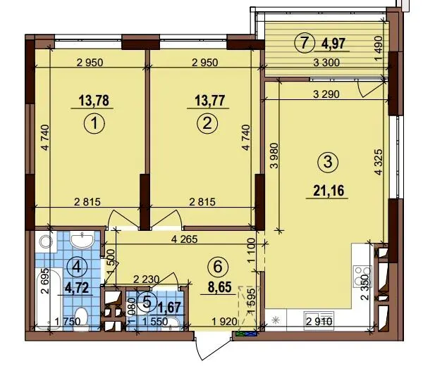 ЖК Варшавський-3 — 68.7 м²