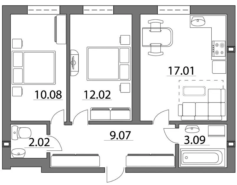ЖК Петрівський — 56 м²