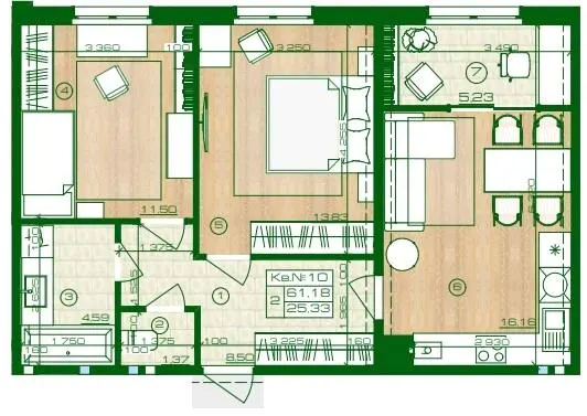 ЖК PARK ROYAL — 61.2 м²