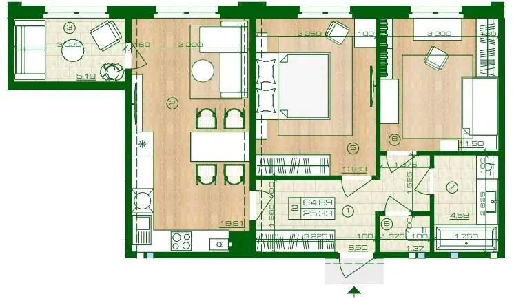 ЖК PARK ROYAL — 64.9 м²