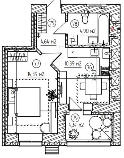 1-кімнатна квартира, 39 м², вул. Червонія, Рівне — фото 1