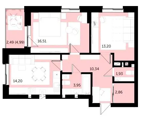 ЖК Володимир Сіті — 65.5 м²