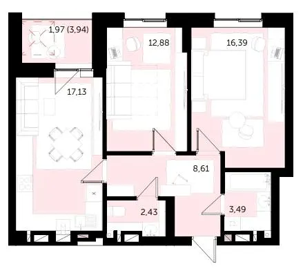 ЖК Володимир Сіті — 62.9 м²