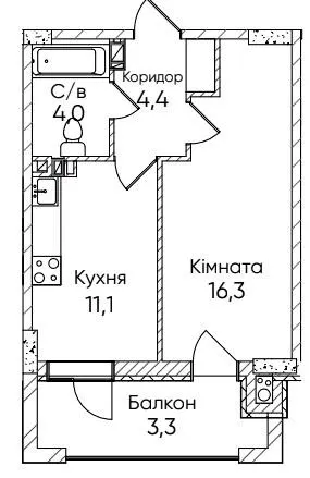 ЖК Гринвіч Парк — 39.1 м²