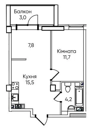 ЖК Гринвіч Парк — 42.2 м²
