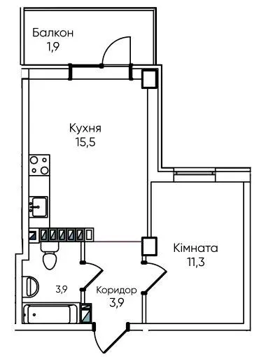 ЖК Гринвіч Парк — 38.1 м²