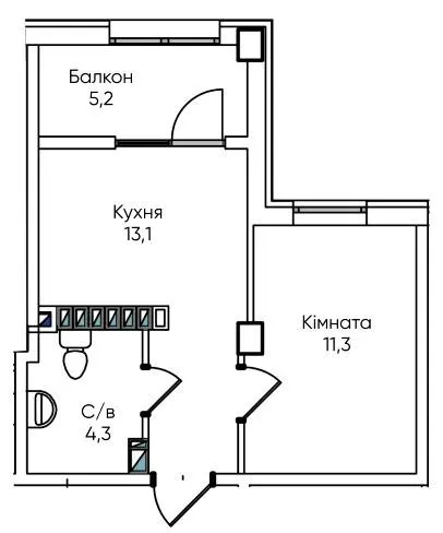 ЖК Гринвіч Парк — 33.9 м²