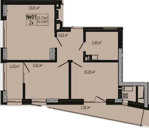 ЖК Альпійський — 55.5 м²
