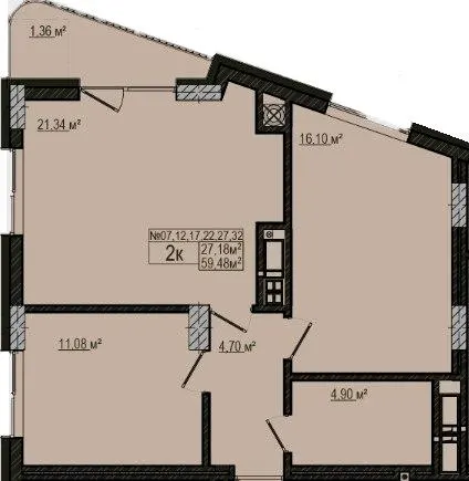 ЖК Альпійський — 59.5 м²