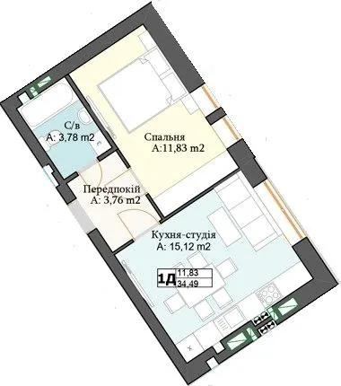 ЖК Біла Сакура — 34.5 м²