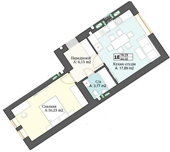 ЖК Біла Сакура — 44 м²