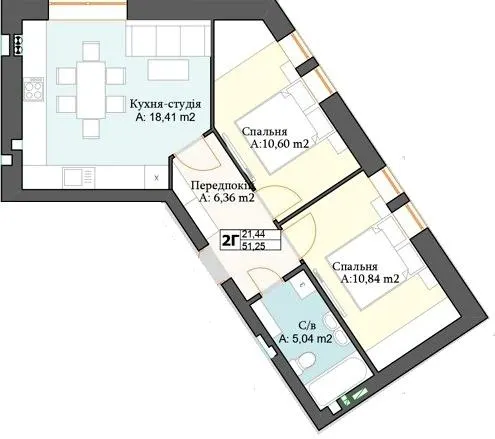 ЖК Біла Сакура — 51.3 м²