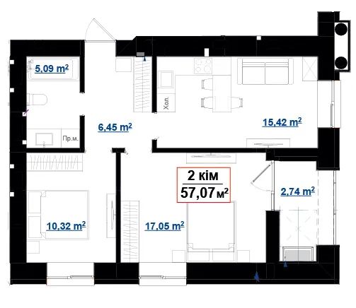 ЖК GREEN PARK — 57.1 м²