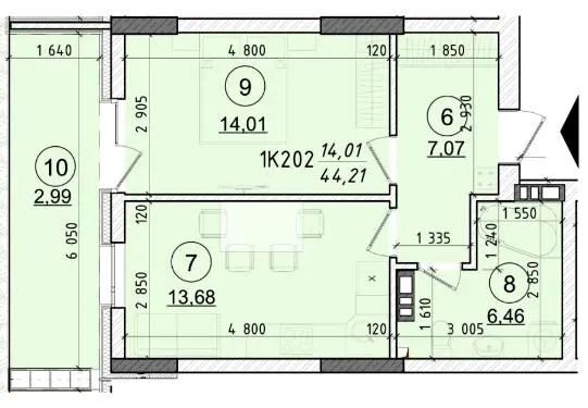 ЖК 44 Avenue — 44.2 м²