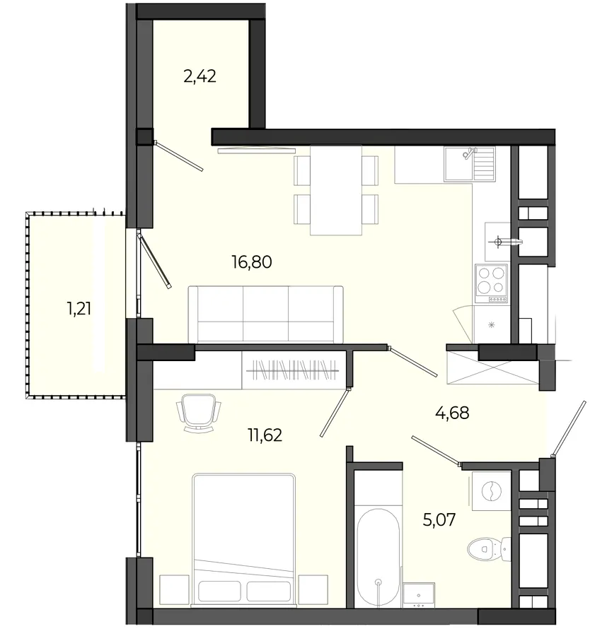 ЖК Садова Алея — 41.8 м²