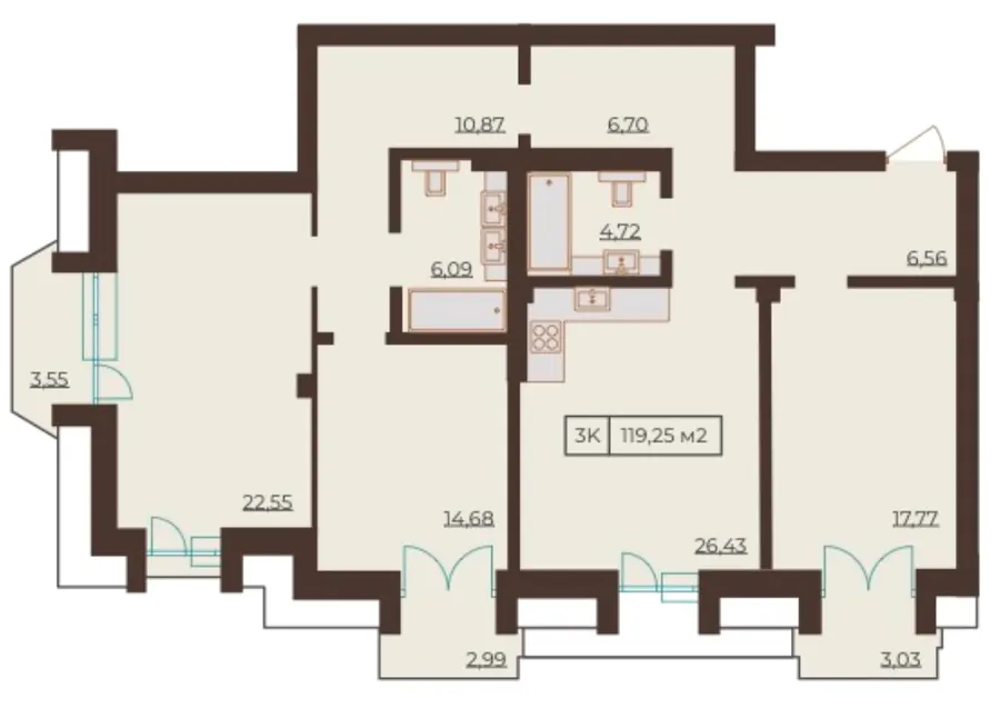 Французький бульвар, 29б — 119.3 м²