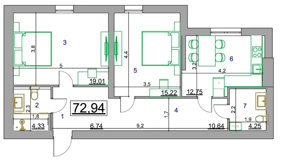 ЖК Cappucсino House — 72.5 м²