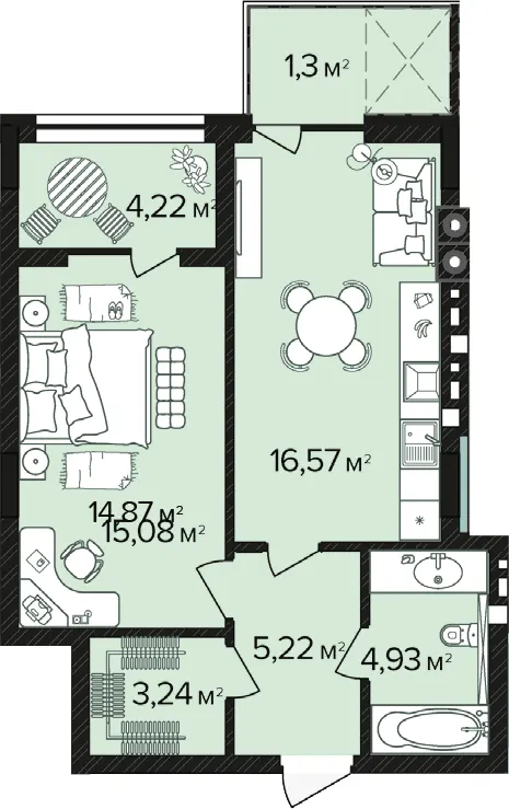ЖК Falcon City — 50.6 м²