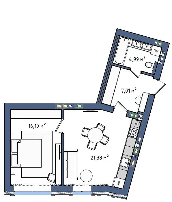 ЖК Замковий — 49.5 м²