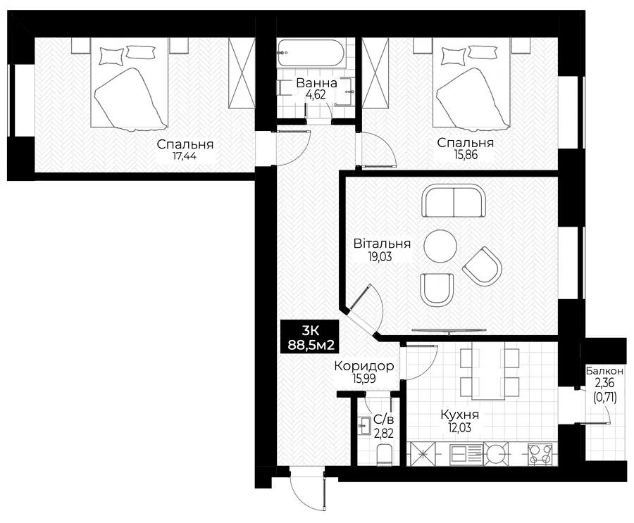 ЖК Family Park — 88.5 м²